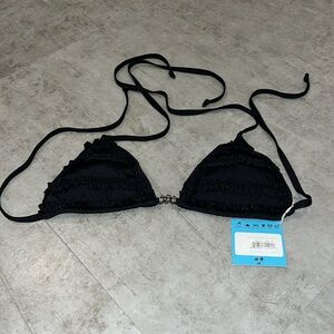 Letarte Ruffle Slide Halter Swim Top size medium